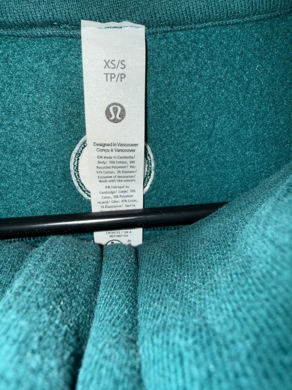 Lululemon | Storm Teal Green Scuba Oversized Funnel Half-Zip Pullover Sweatshirt - Picture 6 of 8